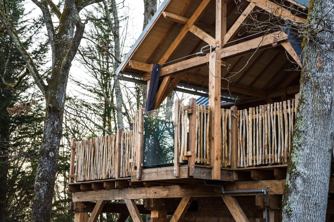 Charmante Cabane Dans Les Arbres Avec Jacuzzi Et Sauna Boismorand Exteriör bild